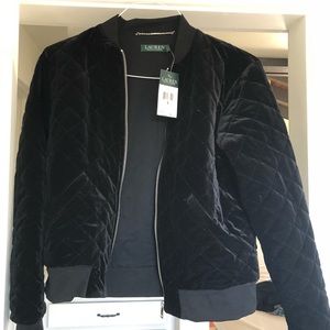 Quilted velvet zip Ralph Lauren bomber jacket